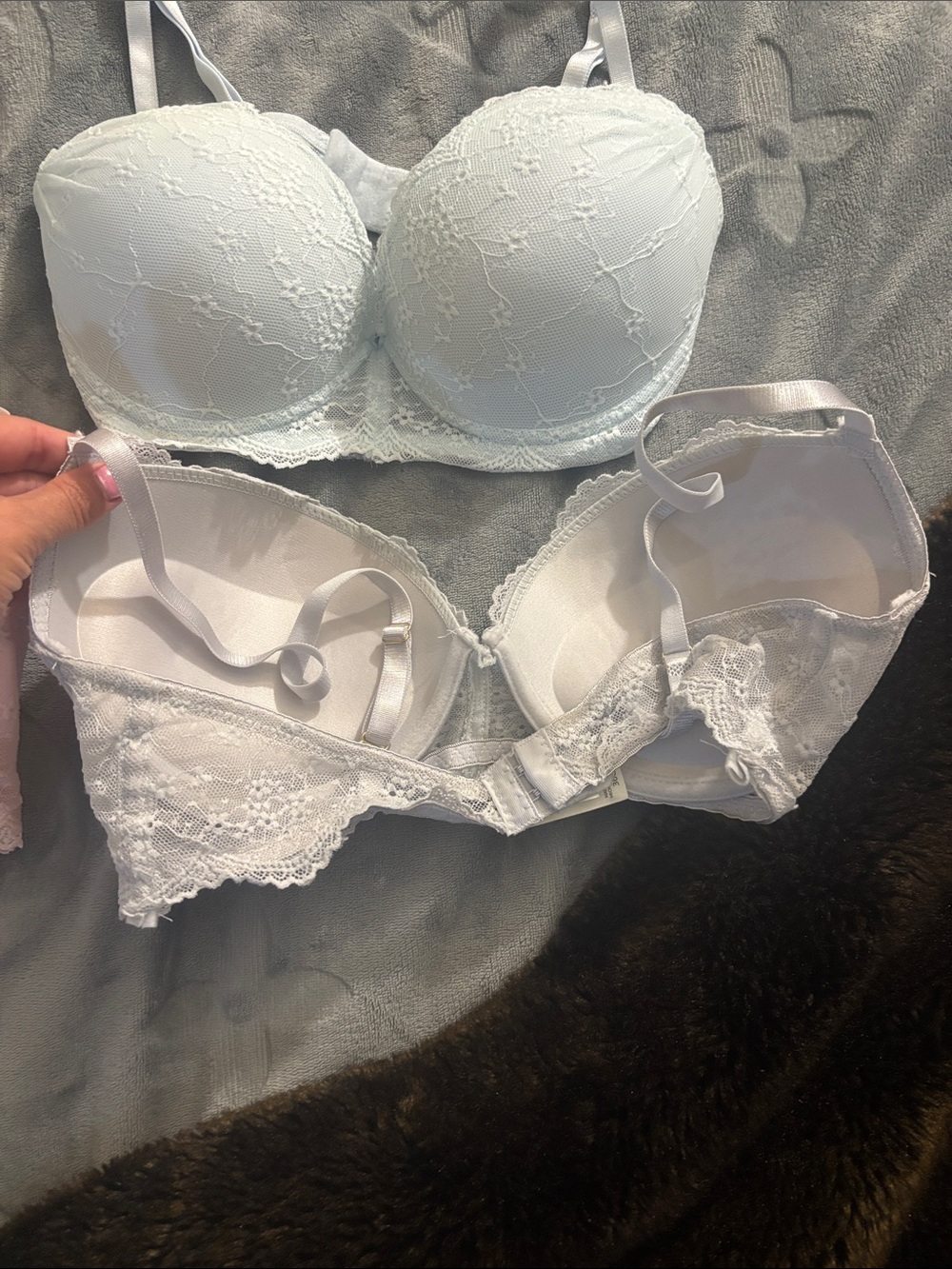 Women's Lace Push up Bra - Pink, Light Blue, and Grey size 36C - Picture 4 of 6